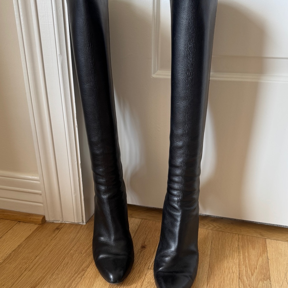 Jimmy Choo Tall Black Leather Over-the-Knee Boots - Picture 6 of 13